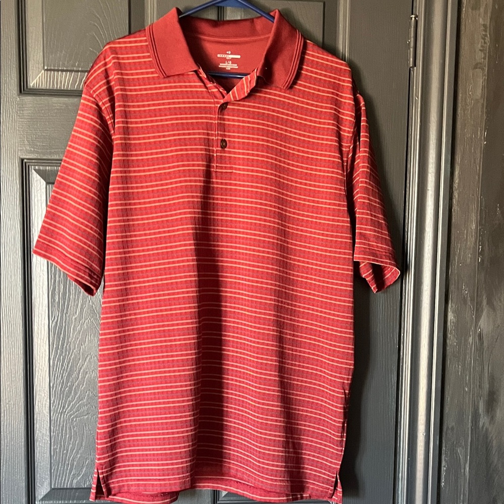 Grand Slam Red Striped Polo Shirt